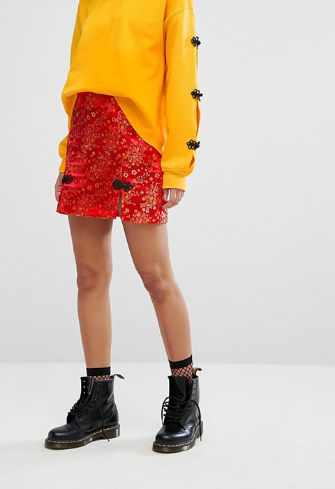 Milk It Vintage Mini Skirt In Satin Brocade With Frogging Detail | ASOS Fashion & Beauty Feed
