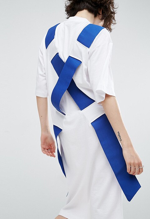 ASOS WHITE T-SHIRT MIDI DRESS WITH CROSS ELASTIC BACK | ASOS Fashion & Beauty Feed 
