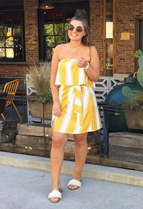 #AsSeenOnMe blogger wearing a yellow striped dress | ASOS Fashion & Beauty Feed 