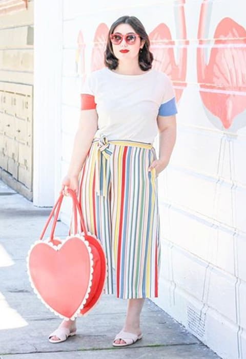 #AsSeenOnMe blogger wearing striped culottes | ASOS Fashion & Beauty Feed 