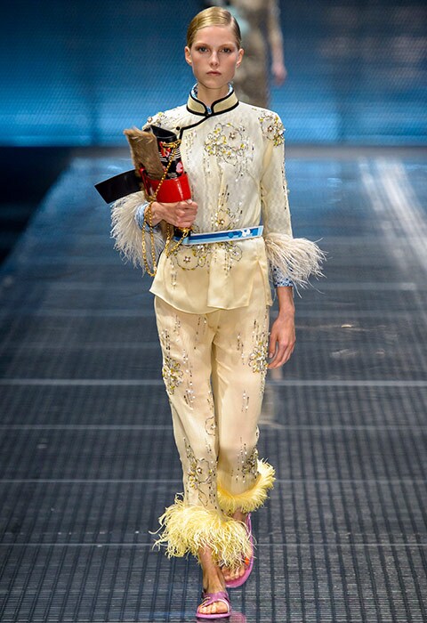 Model on the Prada SS17 catwalk wearing a mandarin collar | ASOS Fashion & Beauty Feed
