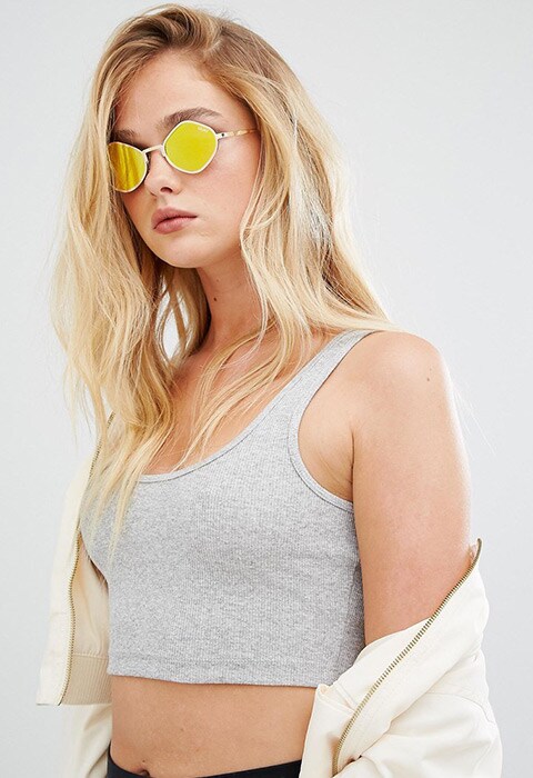 Quay Australia x Kylie Jenner Purple Honey Round Sunglasses in Yellow | ASOS Fashion & Beauty Feed