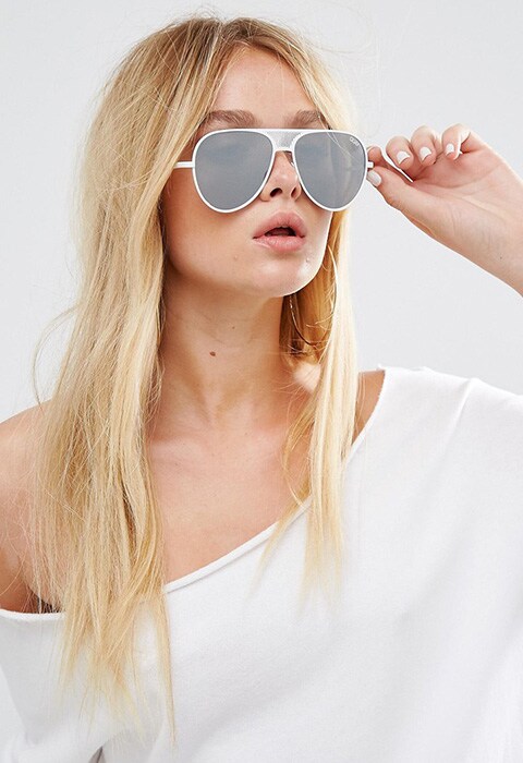Quay Australia x Kylie Jenner white Aviator Iconic sunglasses | ASOS Fashion & Beauty Feed
