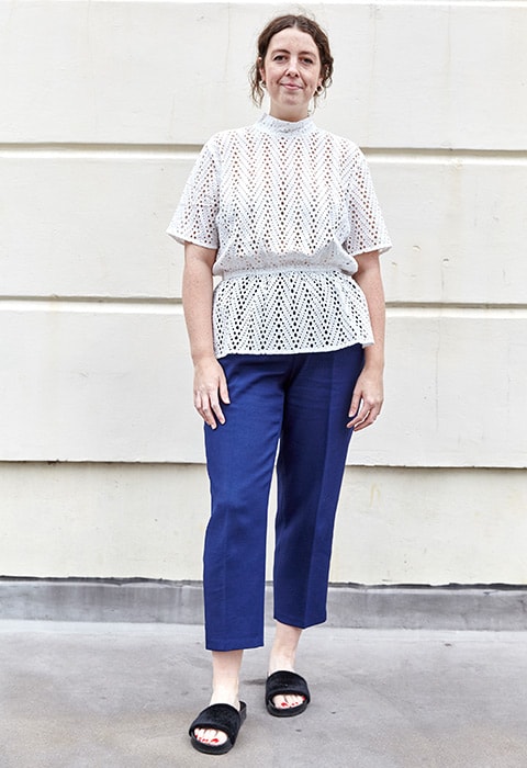 ASOS staff Joanna Kyte wearing a broderie anglaise top | ASOS Fashion & Beauty Feed
