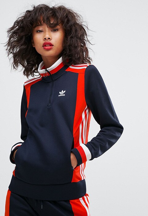 model wearing adidas Originals Osaka Track Top In Navy, available on ASOS | ASOS Fashion & Beauty Feed