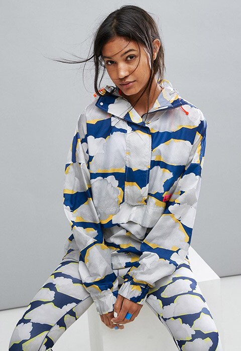 model wearing adidas Stella Sport Cloud Print Jacket, available on ASOS | ASOS Fashion & Beauty Feed