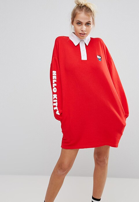 Lazy Oaf X Hello Kitty Rugby Shirt Dress, available on ASOS | ASOS Fashion & Beauty Feed