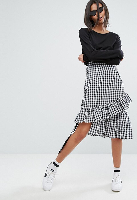 Street style look stylenanda gingham asymmetric skirt | ASOS Fashion & Beauty Feed