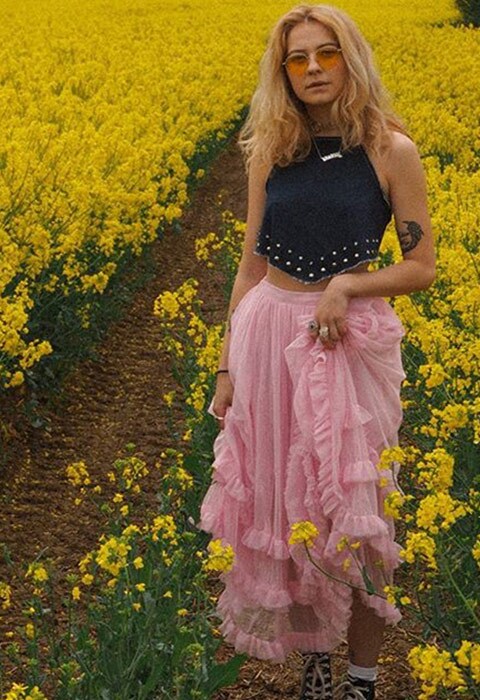 #AsSeenOnMe blogger wearing a pink tulle skirt and a denim crop top | ASOS Fashion & Beauty Feed 