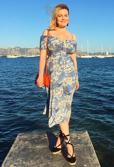 ASOS Insider Lotte Williams wearing Warehouse printed dress on holiday, available at ASOS | ASOS Fashion and Beauty Feed