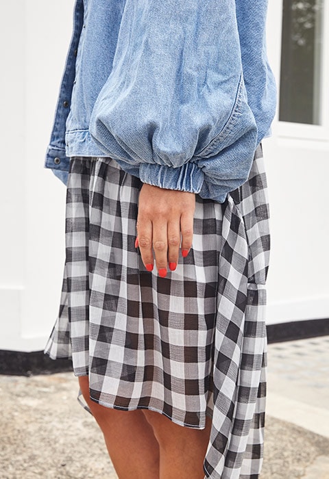 Black denim outlet skirt outfit 80's