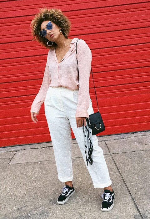 #AsSeenOnMe blogger wearing white jeans a skate shoes | ASOS Fashion & Beauty Feed