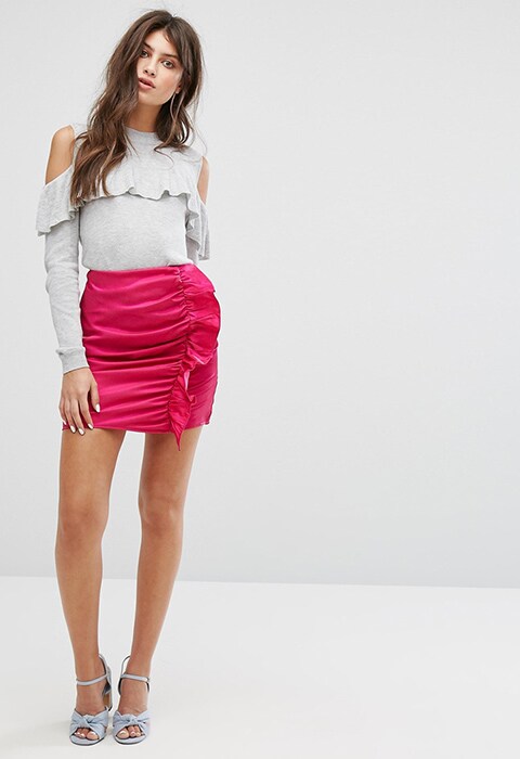 Fashion Union Mini Skirt With Ruffle Gathers In Luxe Fabric | ASOS Fashion & Beauty Feed