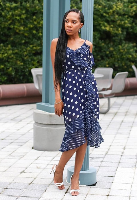 Blogger wearing a polka dot dress | ASOS Fashion & Beauty Feed