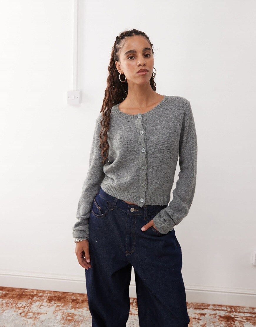 Reclaimed vintage micro cardigan in grey | ASOS Style Feed