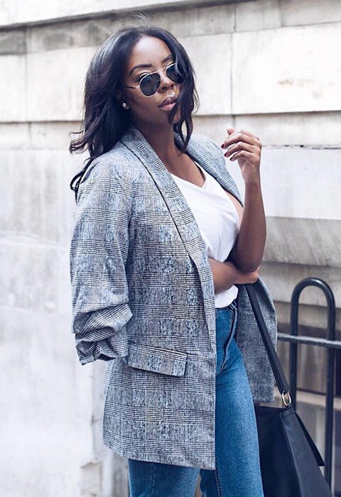 #AsSeenOnMe blogger wearing a ruched blazer | ASOS Fashion & Beauty Feed
