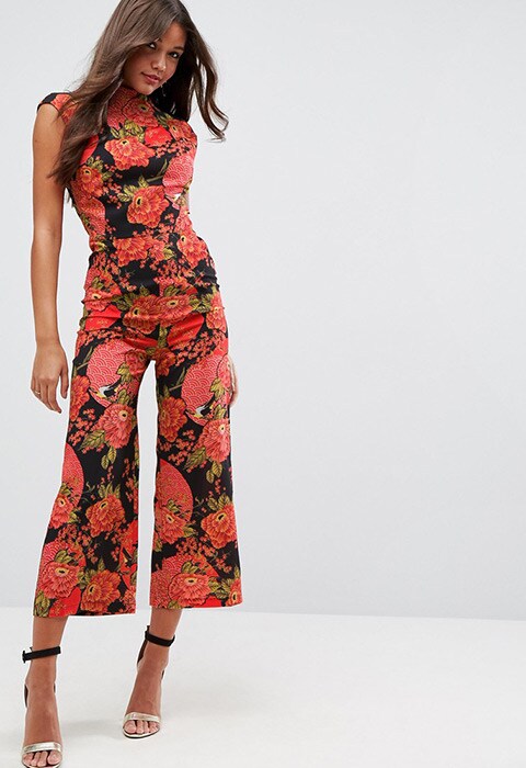 ASOS Jumpsuit with High Neck and Wide Leg in Print, available on ASOS