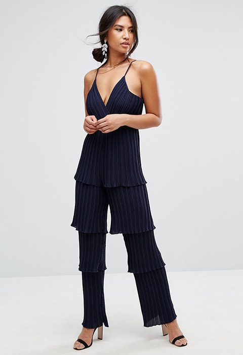 Missguided Pleated Ruffle Tiered Jumpsuit, available on ASOS