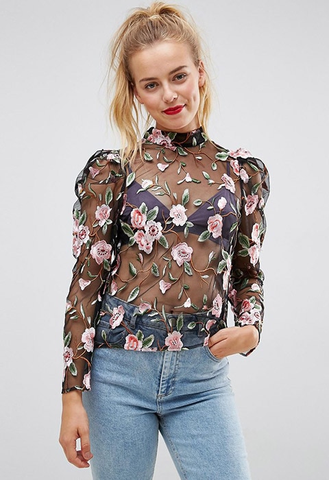 ASOS Premium Embroidered Top With Lace Up Detail | ASOS Fashion & Beauty Feed