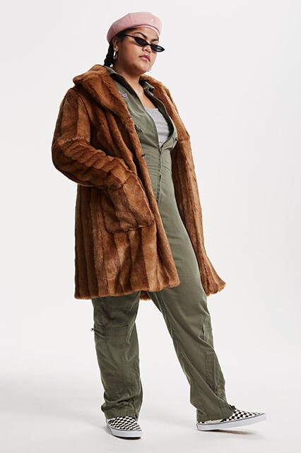 asos brown fur coat