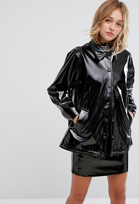 Monki Vinyl jacket with popper detail  | ASOS Fashion & Beauty Feed