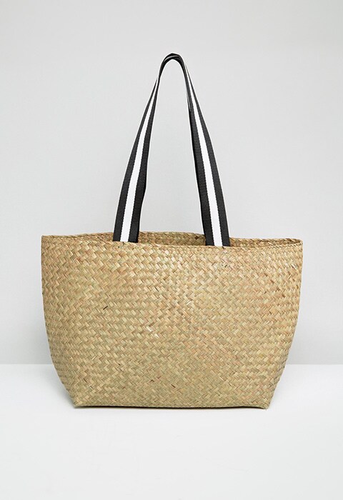 Reclaimed Vintage Inspired Straw Shoulder Bag With Sports Straps, available on ASOS