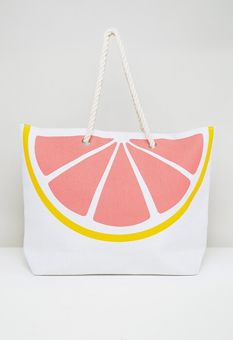 South Beach Pink Grapefruit Beach Bag, available on ASOS