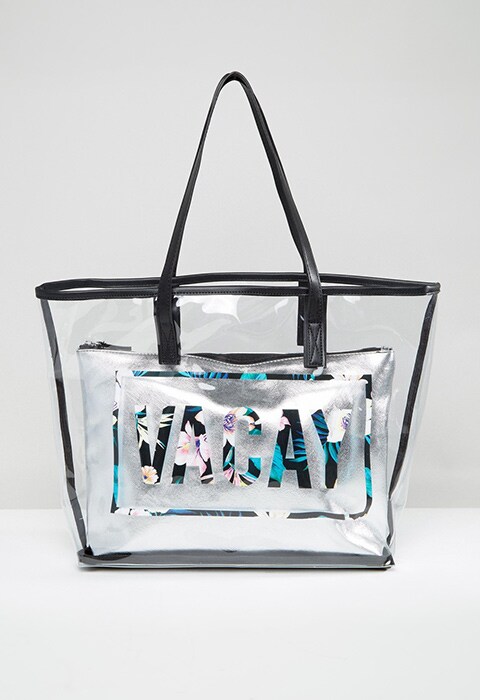 New Look Vacay Clear Beach Shopper Bag, available on ASOS