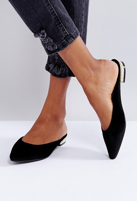 Missguided Velvet Pearl Detail Slip On Shoes | ASOS Style Feed