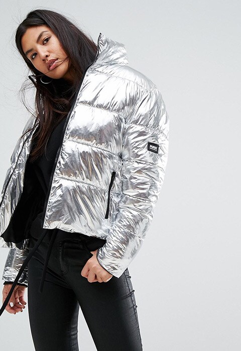 Puffa Original Oversized Jacket In Metallic Silver, £95 | ASOS Style Feed