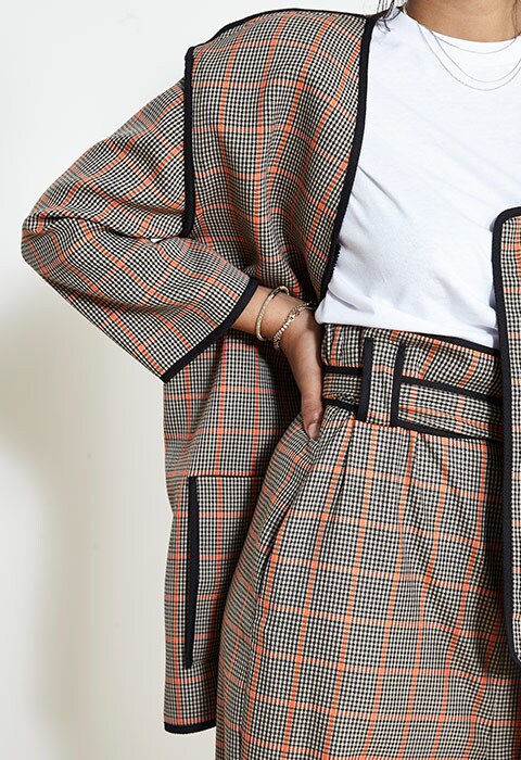 Victoria Logan wearing a check suit | ASOS Style Feed