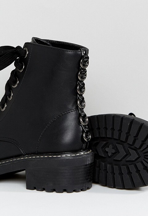 Lost Ink Dax Black Studded Flat Ankle Boots | ASOS Style Feed