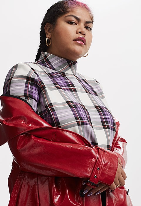 Artist Al Ly wearing a check top | ASOS Fashion & Beauty Feed