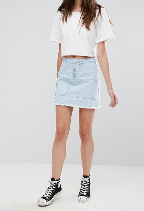 Daisy Street Denim Skirt With Front Patches, available on ASOS  | ASOS Fashion & Beauty Feed