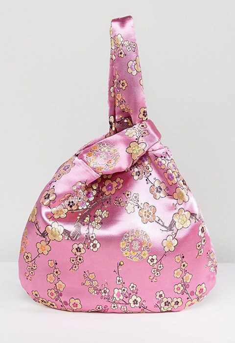 ASOS Floral Satin Grab Pouch Bag, available on ASOS