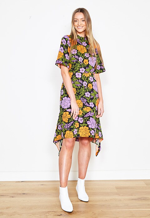 Francesca Gascoine wearing a floral dress | ASOS Style Feed