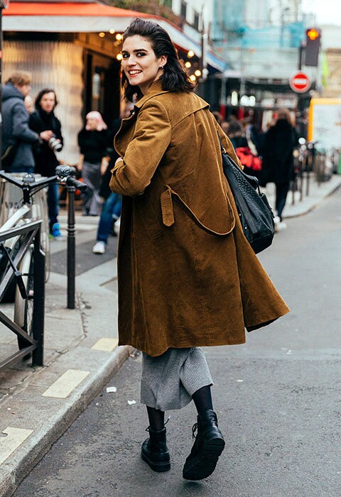 Model wearing a corduroy coat | ASOS Style Feed