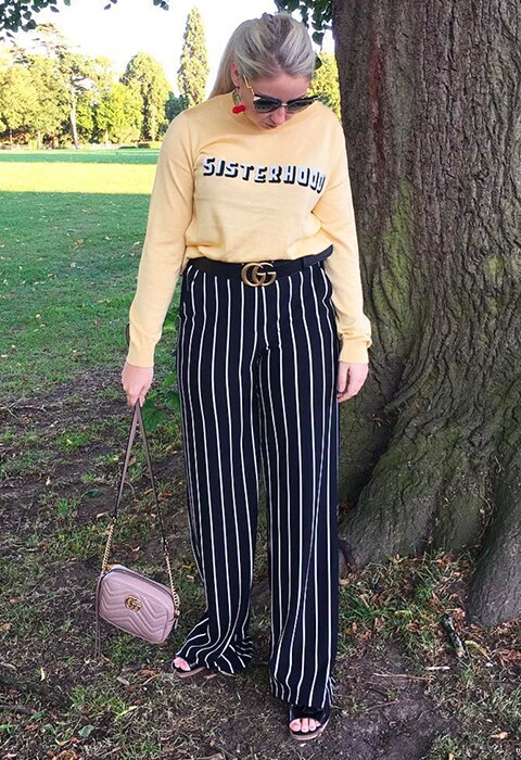 Blogger wearing stripy trousers | ASOS Style Feed