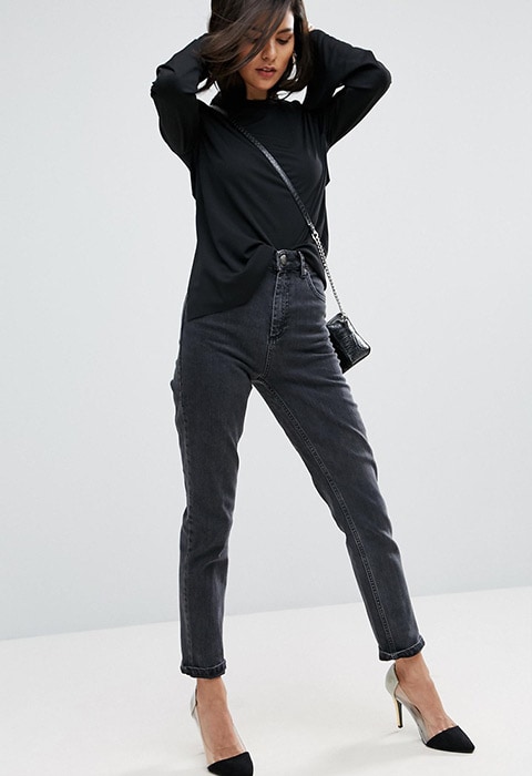 ASOS Farleigh Mom Jeans in washed black | ASOS Fashion & Beauty Feed