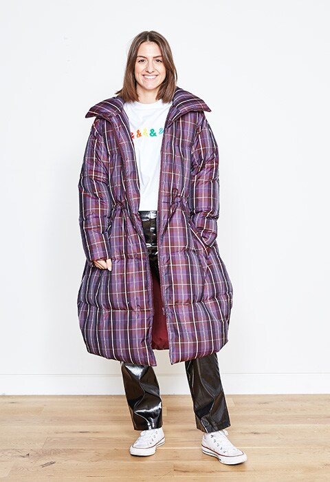 Lottie Selby wearing a check puffer | ASOS Style Feed
