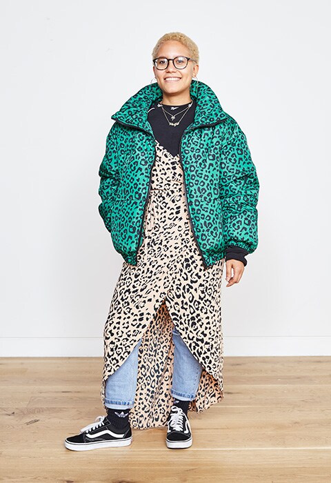 Rachele Burt wearing a leopard print puffer | ASOS Style Feed