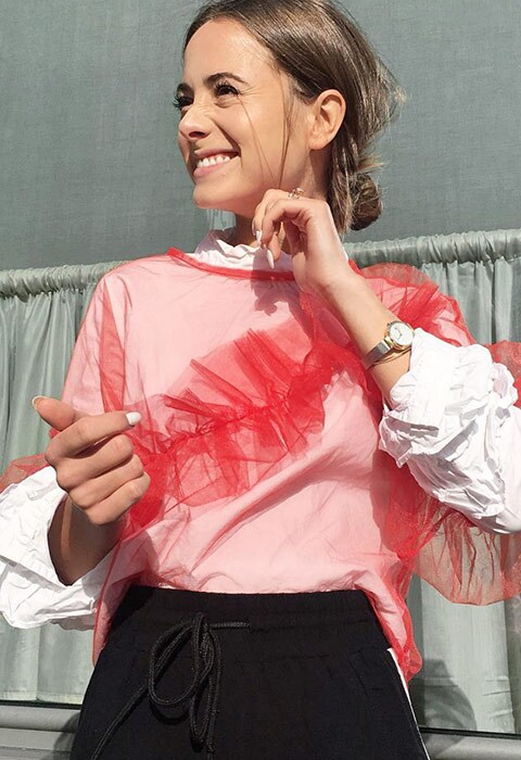ASOS Insider Jana wearing sheer red ruffle top | ASOS Fashion & Beauty Feed