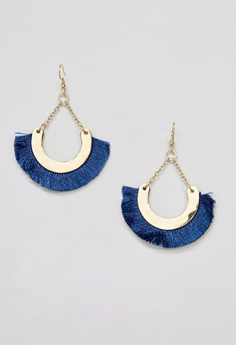 Glamorous Blue Fringe Hoop Earrings, available on ASOS