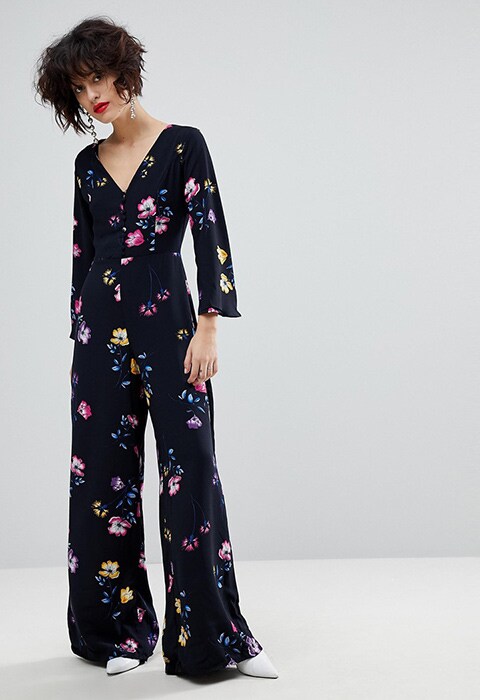 Mango Floral Button Detail Jumpsuit | ASOS Style Feed