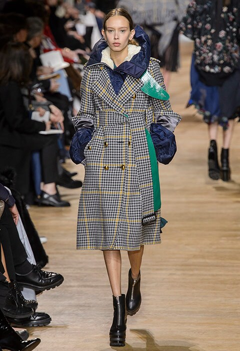 Japanese brand Sacai AW17 show displaying a hertiage check coat | ASOS Fashion & Beauty Feed 