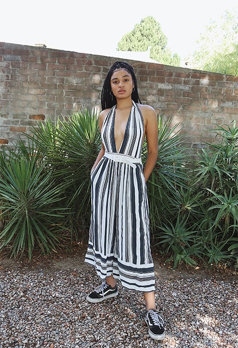 Ebony Boadu – the Sydney-based DJ and new ASOS Insider you need to follow – wearing a striped jumpsuit | ASOS Fashion & Beauty Feed