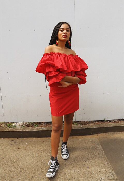 Ebony Boadu – the Sydney-based DJ and new ASOS Insider you need to follow – wearing a ruffle dress | ASOS Fashion & Beauty Feed