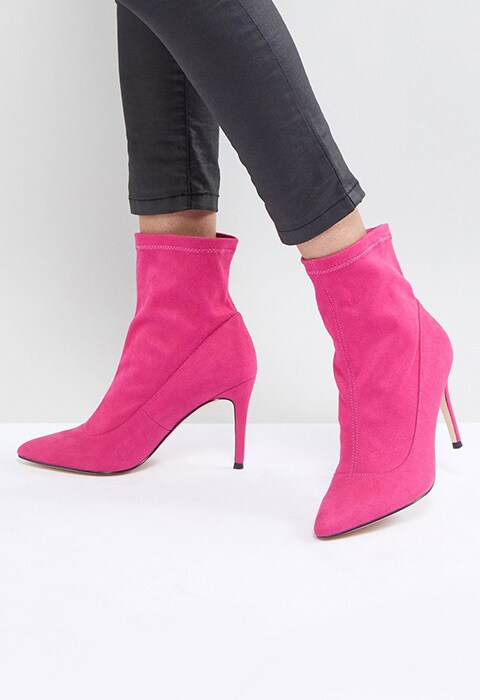 Faith Bow Hot Pink Suede Sock Boots £59 from ASOS