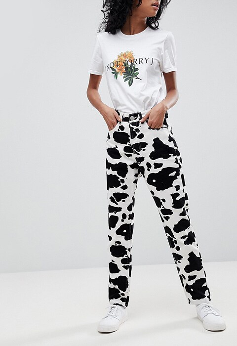 ASOS ORIGINAL MOM Jeans In Mono Cow Print