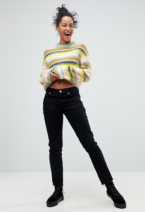 ASOS Oversized Jumper Fluffy Rainbow Stripe | ASOS Fashion & Beauty Feed